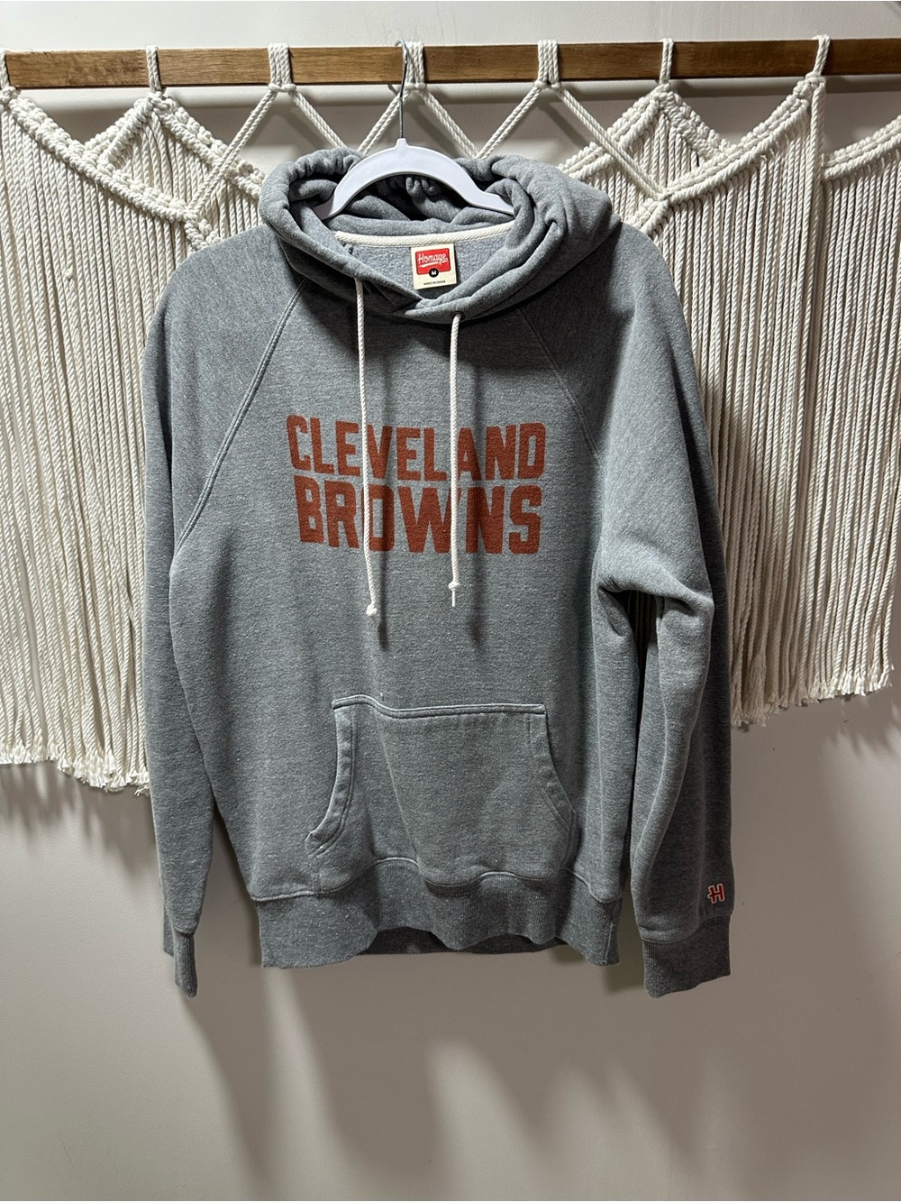 HOMAGE Gray Cleveland Browns Pullover Sweatshirt with Orange Print